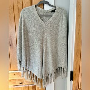 NWOT Banana Republic cotton blend poncho sweater with fringe